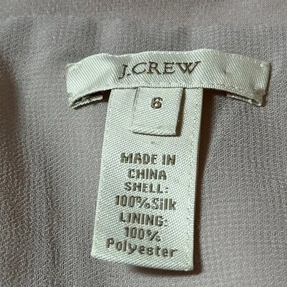J.Crew Silk Dress Size 6 Beige V-Neck Sleeveless A-Line Fully Lined Side Zipper - Picture 3 of 8